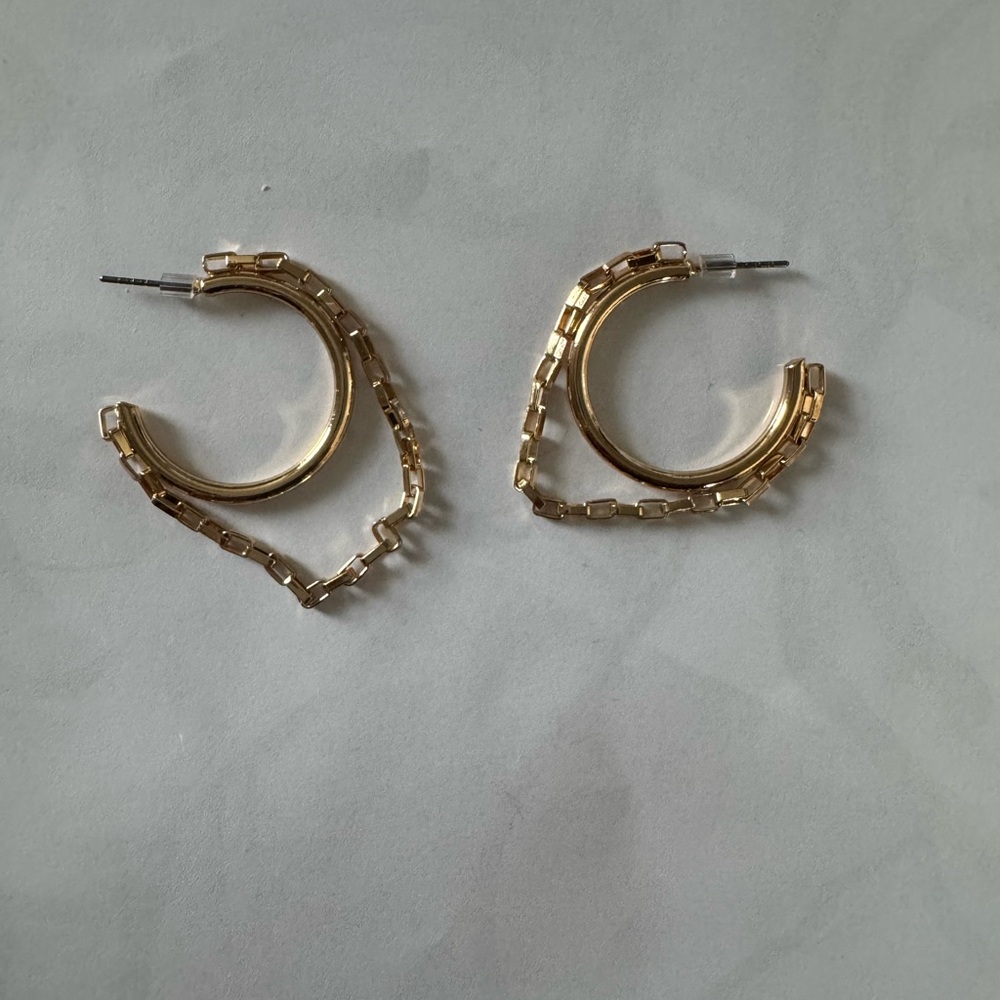 Gold Hoop Earrings With Chains
